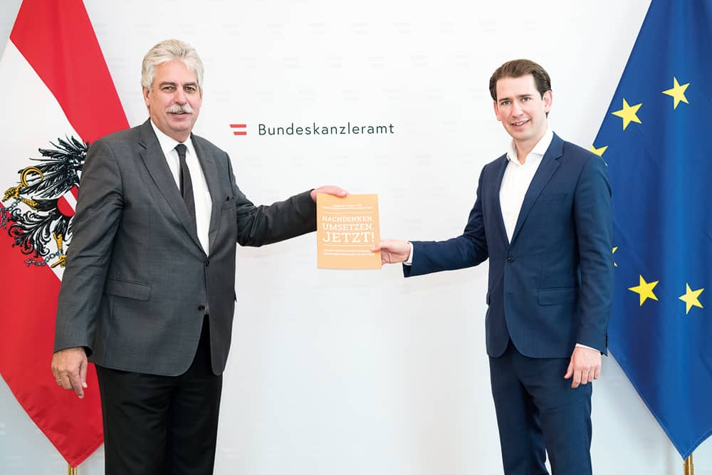 Politische Handlungsempfehlungen: PRAEVENIRE Präsident Hans Jörg Schelling übergibt das Weißbuch an Bundeskanzler Sebastian Kurz